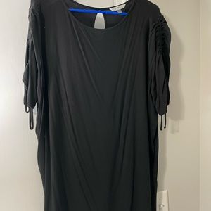 Black ruched sleeve blouse